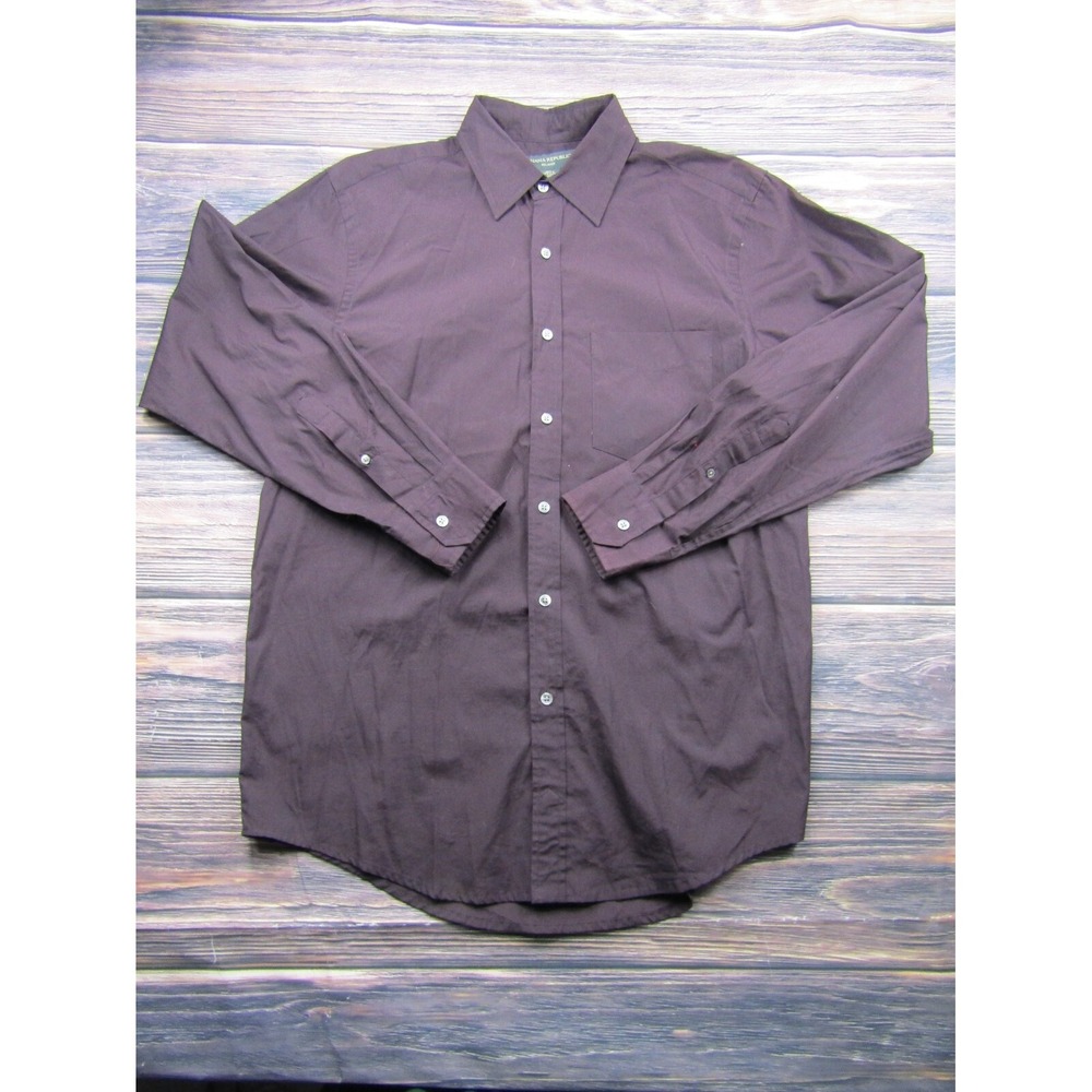 Banana Republic Mens Medium Purple Button Down Dress Shirt Relaxed Fit